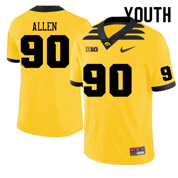 Youth #90 Brian Allen Iowa Hawkeyes College Football Jerseys Sale-Gold - Click Image to Close